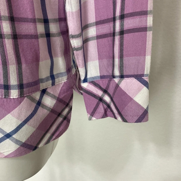 J Jill Plaid Gorpcore Button Down Cowgirl Western Tunic Length Shirt Size XS - Picture 5 of 10